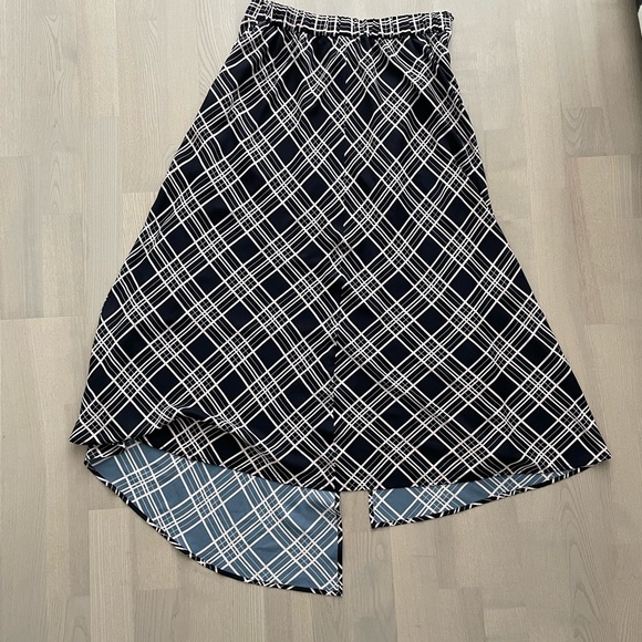NWT Tristan Asymmetrical Plaid Midi Skirt Lined - Picture 2 of 5